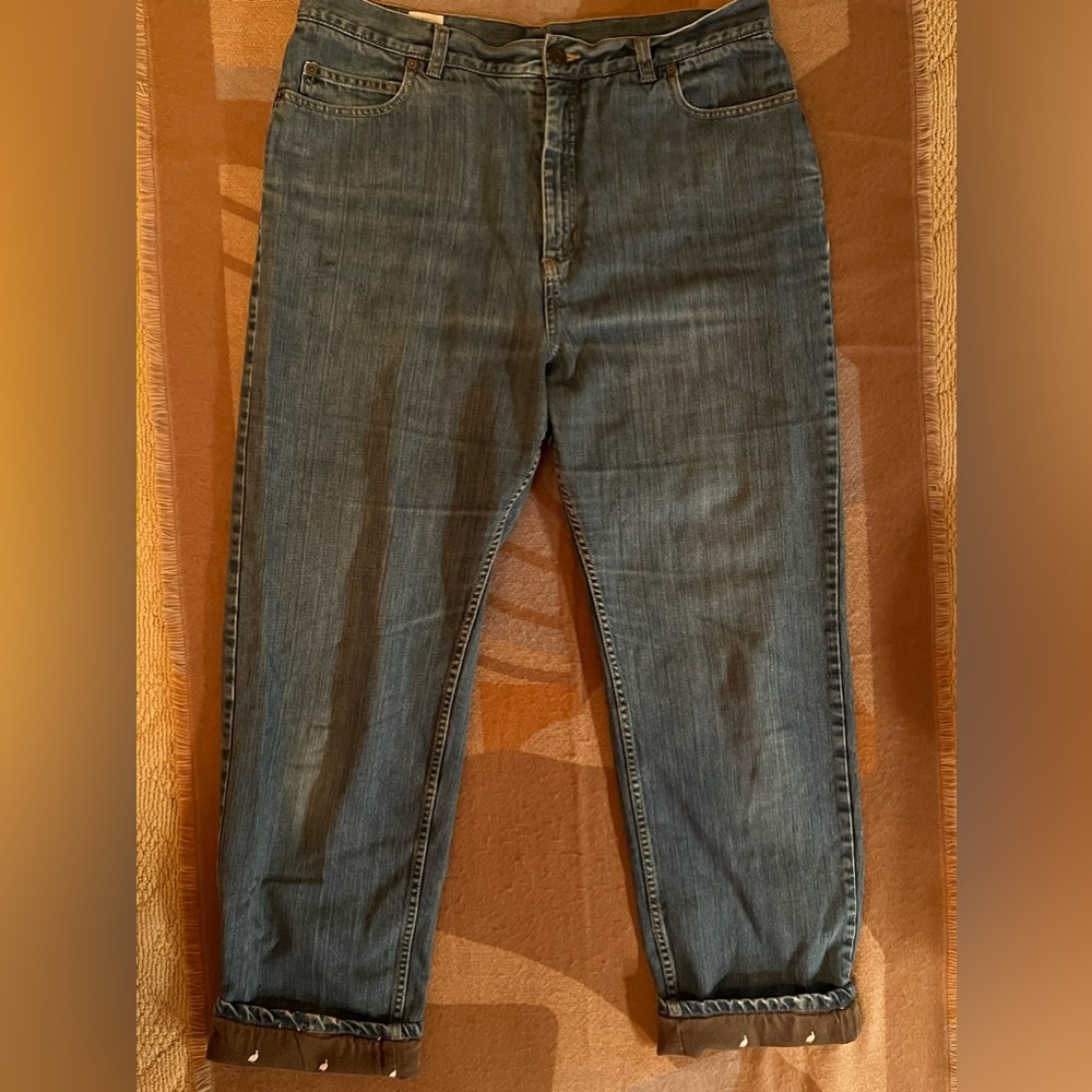 Fleece Lined Lands’ End Blue Jeans, 14